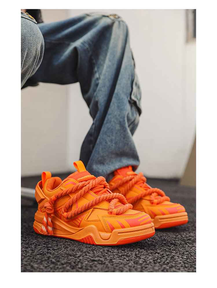 Novos sapatos esportivos masculinos de outono de 2024, sola grossa e antiderrapante, versão coreana, moda moderna, design de nicho, sapatos de pão_voghion.com