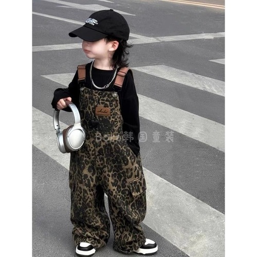 Children's Autumn Outfit 2025: Boys' High-End Stylish Belted Pants for Girls, Trendy Fashion Work Pants