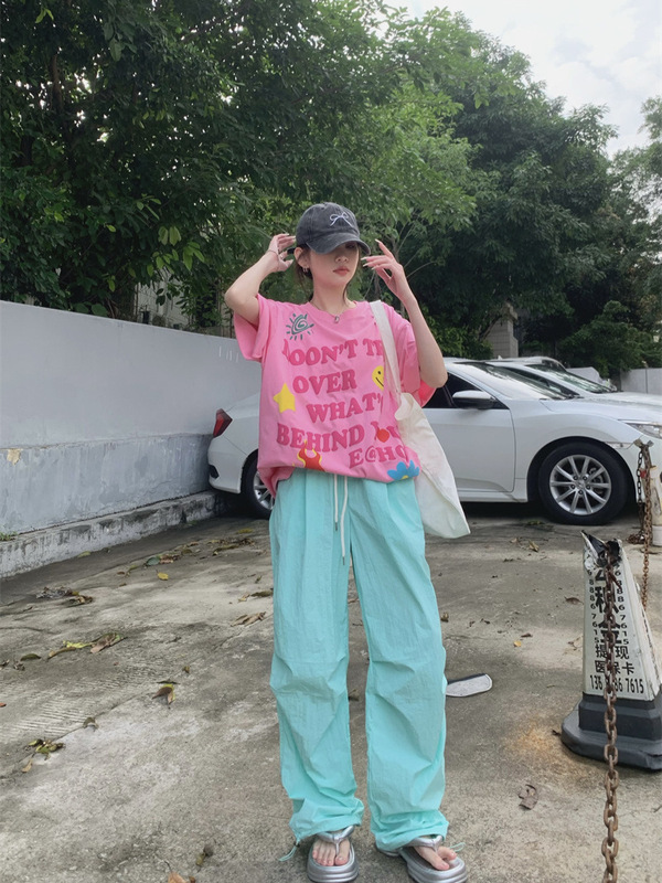 ミントマンボードーパミンスーツ女性の夏の 2025 新しいフォームプリント Tシャツ速乾性カジュアルパンツ|undefined