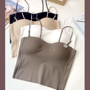 Lightweight breathable integrated fixed Cup skin-friendly push-up breast breast beauty Ice Silk camisole solid color all-match hot sale