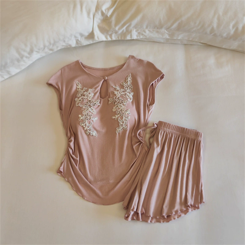 Top with cups, spring pijama, summer sexy thin set