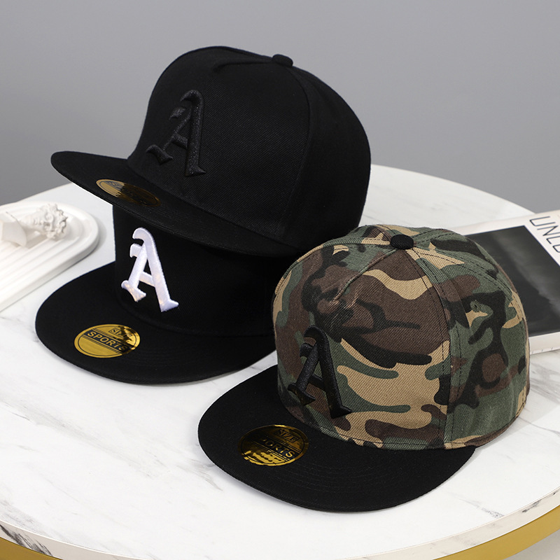 Cross-border Amazon embroidery A letter hip-hop flat-brimmed hat European and American personality color matching large-brimmed cap in stock wholesale