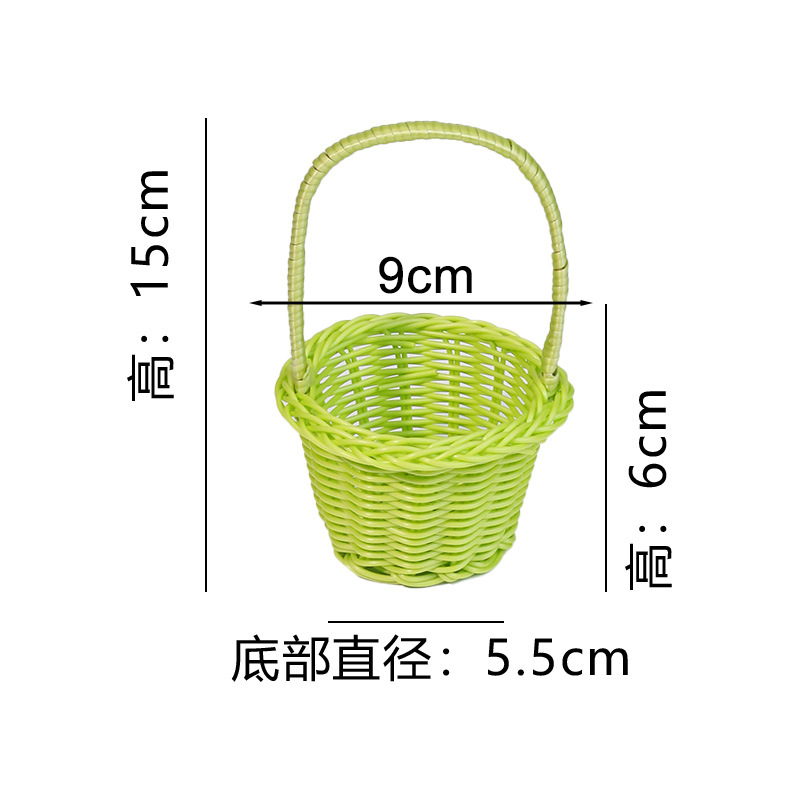 Mini cesta de imitación de ratán, decoración de muebles estilo pastoral, accesorios de fotografía, artículos pequeños, artículos varios, cesta de flores al por mayor.
