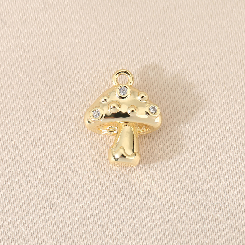スポット銅 DIY ペンダント アクセサリー キノコ グルメ シリーズ ネックレス 真空電気メッキ 18K ゴールド|undefined