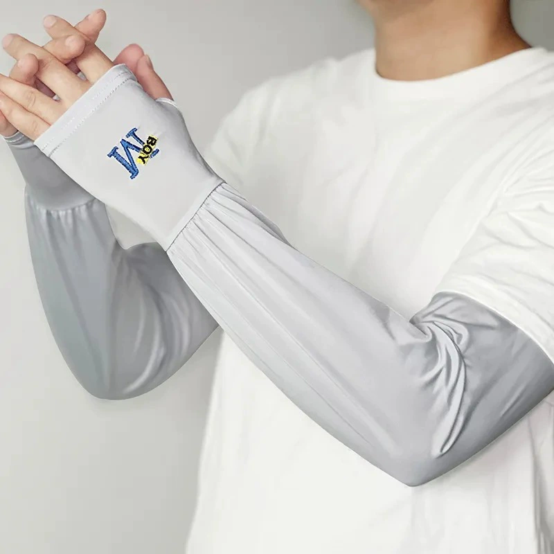 Summer men's silk breathable sleeves for cycling, sun protection, UV protection