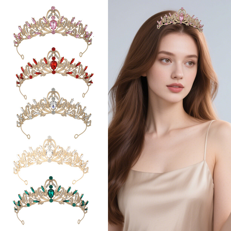 Europa y Estados Unidos novia corona corona oro negro retró broche de cabello accesorios de cumpleaños de boda corona de Halloween al por mayor