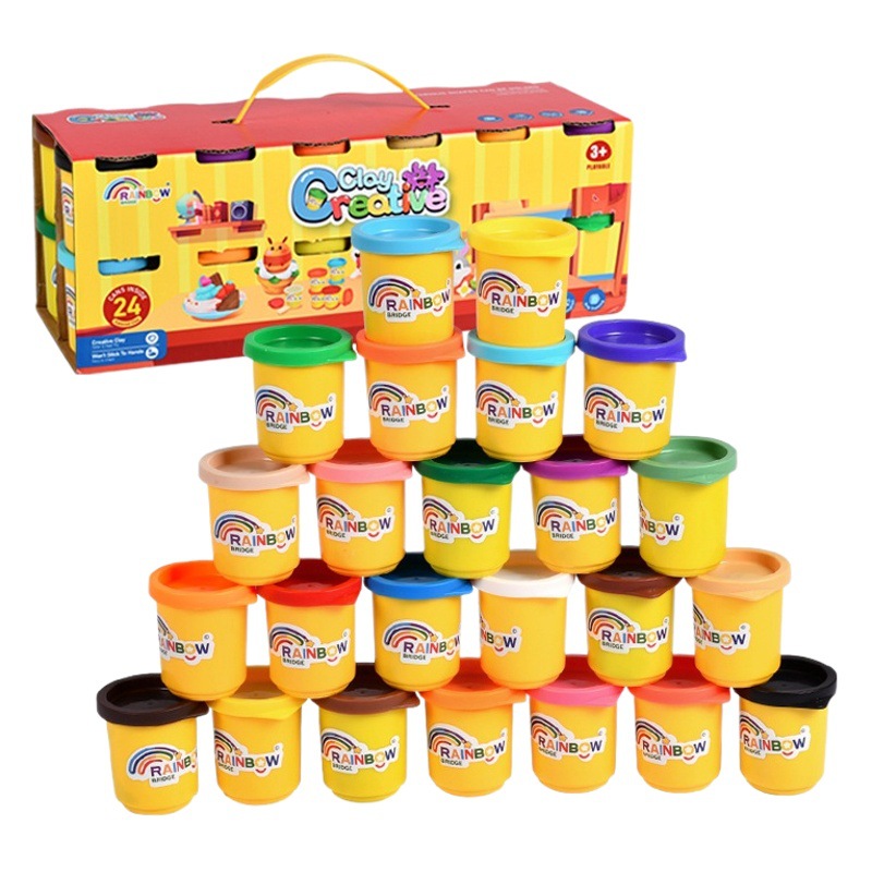 Los niños plastilina de arcilla de color arcilla ligera bebé juguete 12 color 24 color Cubo de almacenamiento de arcilla de color