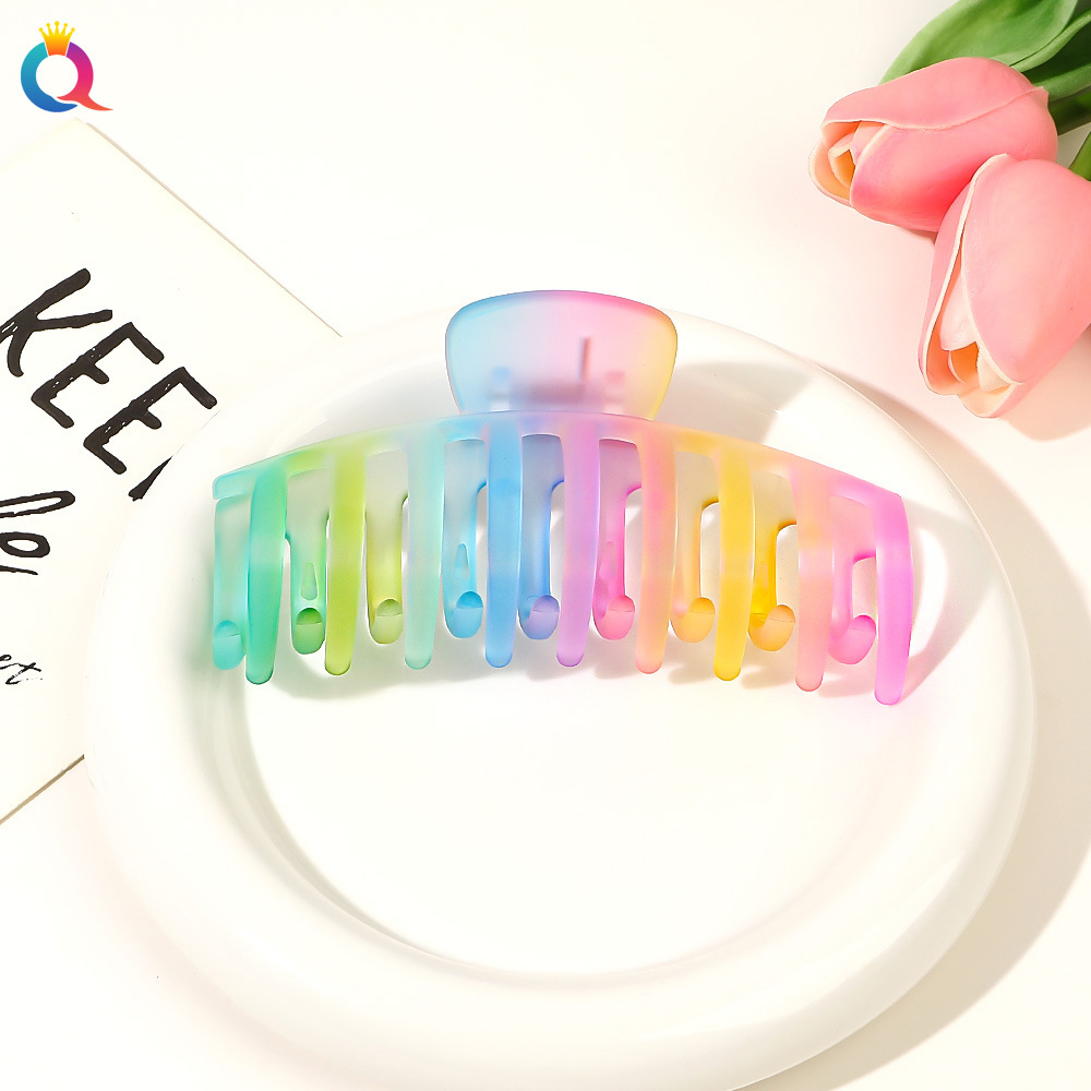 55g Weight Hair Claws Hair Accessories Type 1 Piece Quantity Holiday, Daily Occasion Plastic Material Rainbow Pattern Women's Gender Sweet, Simple Style Style Women's Sweet Simple Style Rainbow Plastic Hair Claws 10