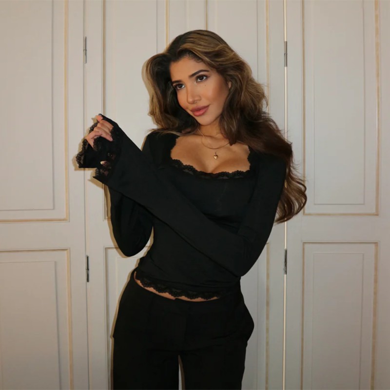 Comercio exterior al por mayor 2026 primavera nueva ropa de mujer europea y americana puro deseo de viento de encaje sexy delgado túnica de umbilical para mujeres image 5