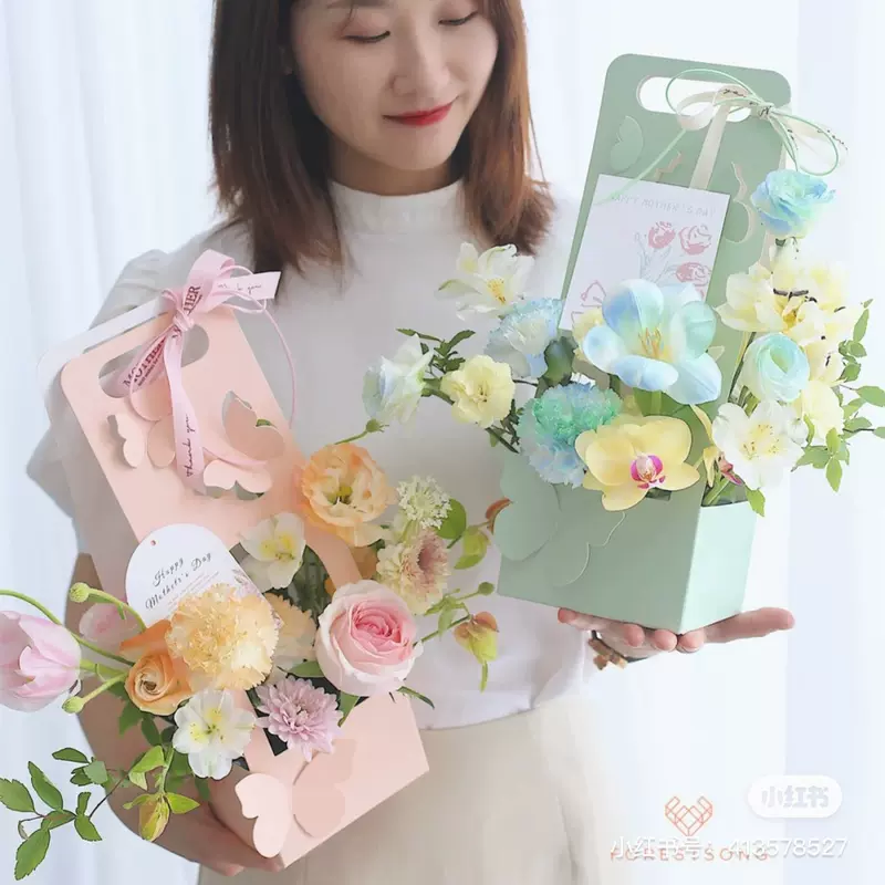 กระเป๋าโท้ทใส่ดอกไม้, ตะกร้าดอกไม้วันครู, กล่องจัดดอกไม้กระดาษ, ถุงใส่ดอกไม้แบบถือ, วัสดุงานดอกไม้, กล่องบรรจุดอกไม้