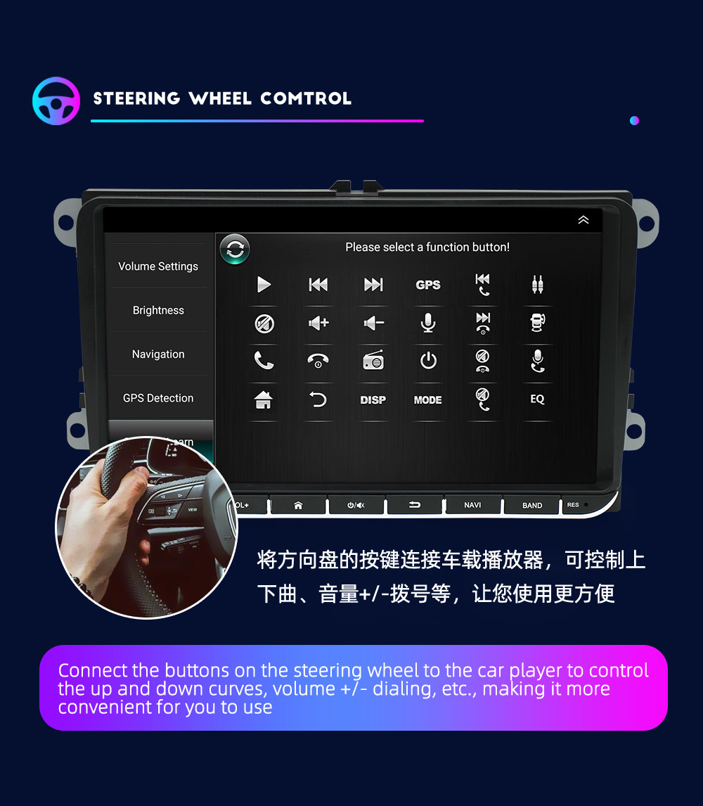 Suitable for Volkswagen Universal Car Navigation System Large Screen Reversing Image Dvd Navigation Central Control Screen Display