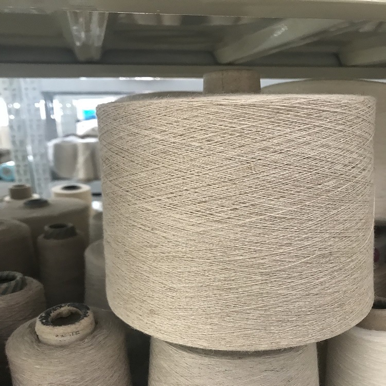 厂家供应30S/2（亚麻55/棉45）麻棉混纺纱 原色棉麻纱线