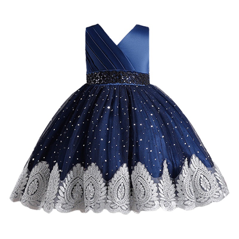 Vestido de niños transfronterizos color a juego estilo occidental esponjoso vestido de novia vestido de princesa para niñas vestido bebé cumpleaños