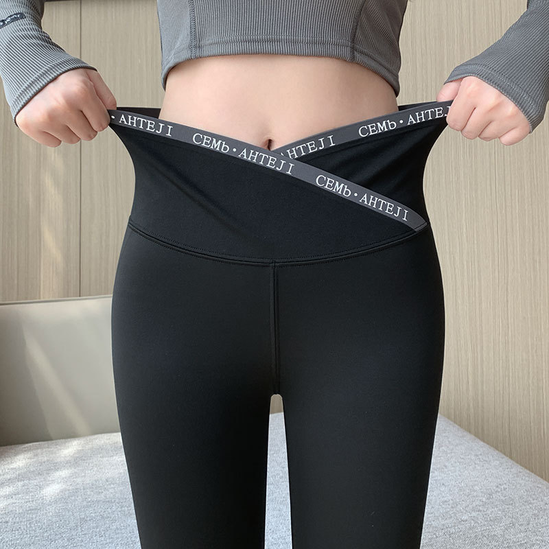 瘦瘦裤交叉鲨鱼裤打底裤女外穿高腰显瘦紧身瑜伽裤瘦腿提臀裤批发