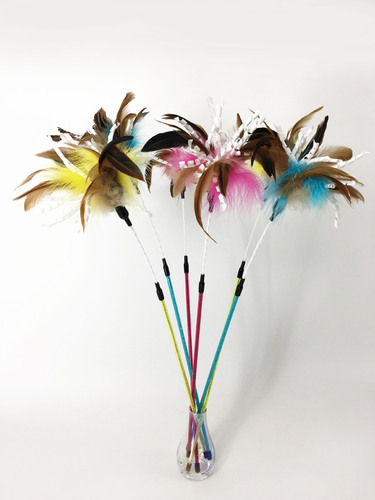 Star Smart Cat Manufacturer Spiral Turkey Feather Cat Wand Cat Toys Bell Feather Durable Chew Interactive Cat Wand