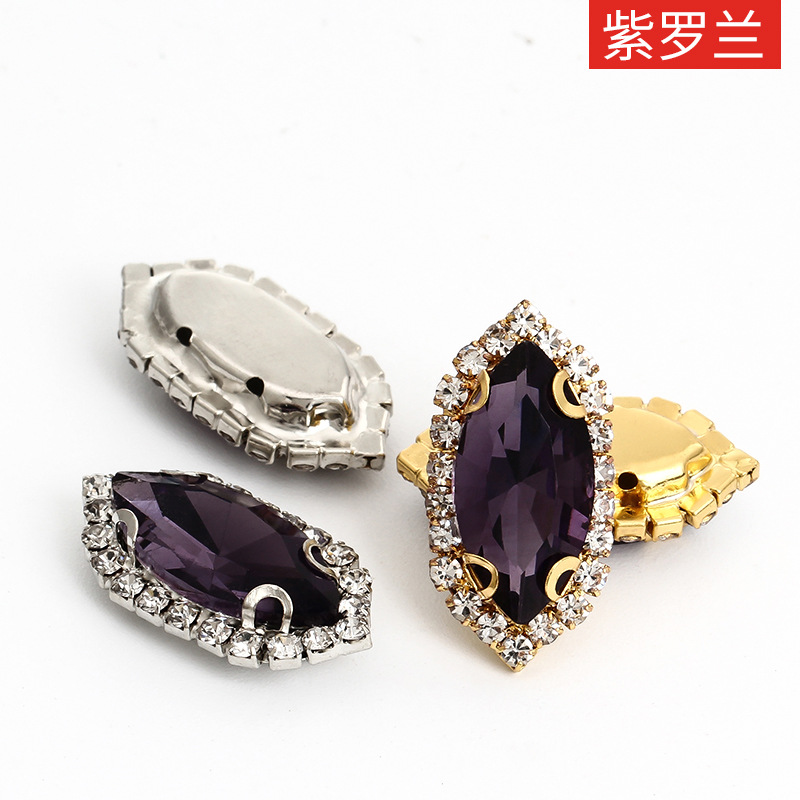 Ojo de caballo, borde, garras, taladro perforado, taladro cosido a mano, soporte inferior grueso, tocado, equipaje, accesorios de ropa, hebilla de cristal de ojo de caballo