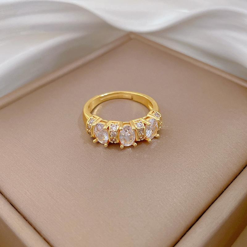 Adjustable Luxury Full Diamond Ring For Couples Silver Plated_voghion.com