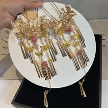 国风汉服金色头饰唐风掩鬓古风汉服发饰流苏富贵百搭汉元素