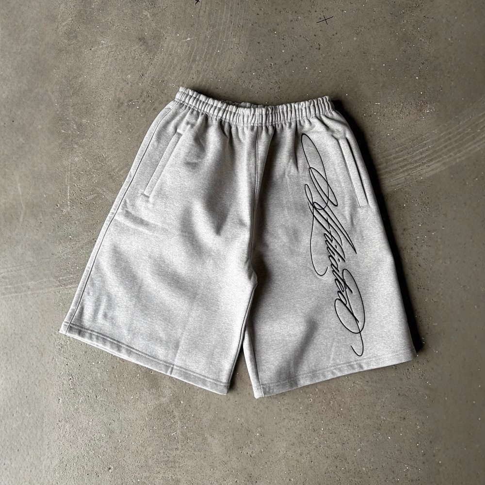 Cross-border European and American style 2026 summer men's and women's fashion loose-fitting shorts, high-waisted, stretchy, with letter embroidery.