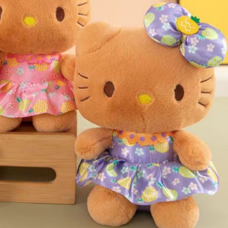 黑皮夏威夷hellokitty可爱圆脸哈喽公仔凯蒂猫毛绒玩具抓机娃娃|undefined