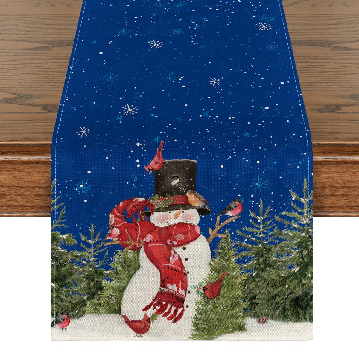 Nuevo Santa Claus impreso mantel restaurante decoración corredor de mesa de Navidad muñeco de nieve mantel de tela de lino