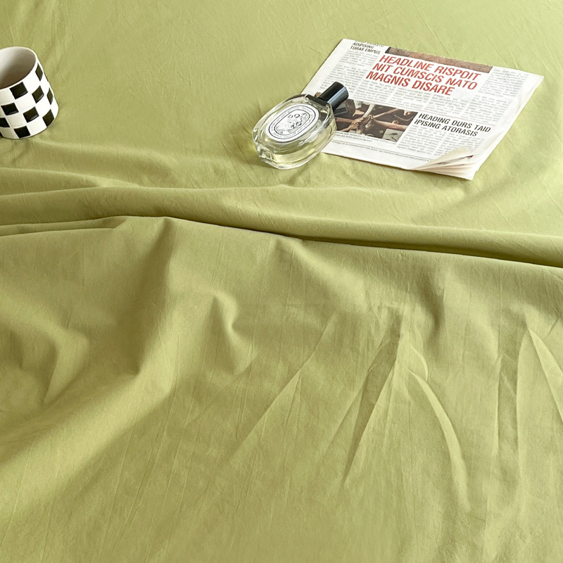 Sábanas de algodón lavado de color sólido de algodón pieza única 100 sábanas de algodón puro para dormir desnudas cama individual dormitorio individual doble traje de tres piezas 3