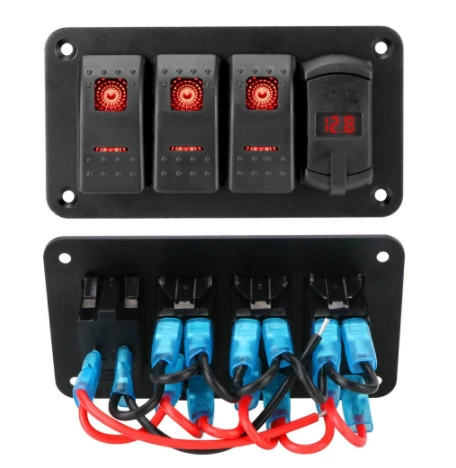 Прямая продажа модификации автомобиля 4-позиционный панельный переключатель вольтметр двойной USB-порт 12 В с тумблером выключателя света