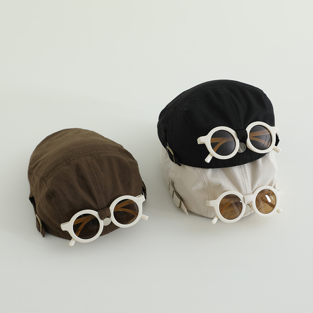 Sombreros de gafas para niños sombreros de protección solar primavera y verano boina de niños delgada gorra de chicas de moda coreana