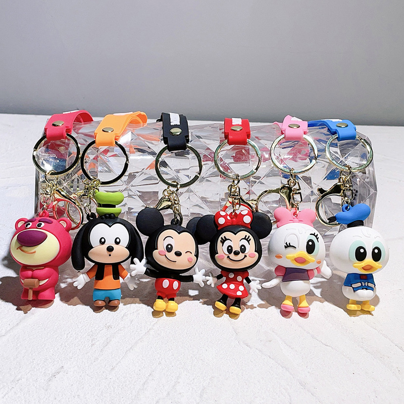 Creative Mickey Donald Duck Strawberry Bear Car Keychain Cartoon Backpack Pendant Ins Couple Small Gift Wholesale Creative Mickey Donald Duck Strawberry Bear Car Keychain Cartoon Backpack Pendant Ins Couple Small Gift Wholesale