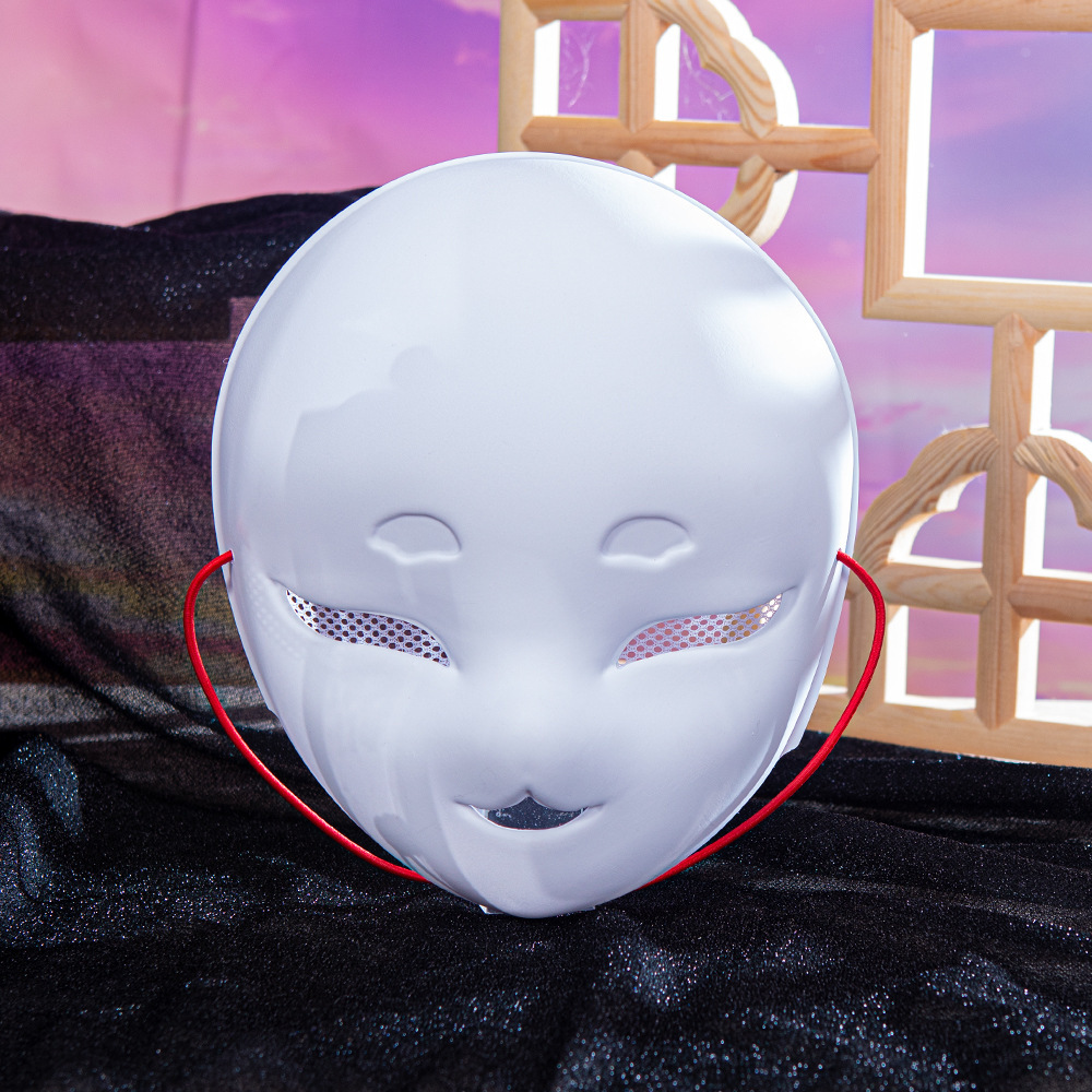 Máscara de gato blanco con malla máscara de embrión blanco COS fiesta pintada a mano máscara de zorro blanco molido