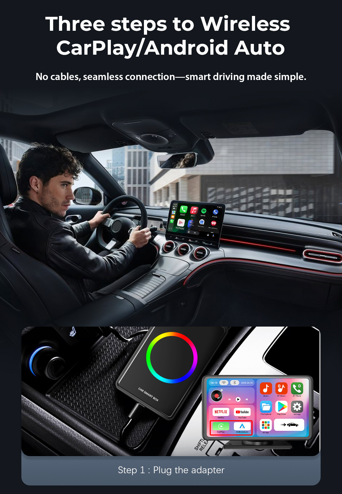 Carplay Box with HDMI Output Rk Chip Wired to Wireless Android Car Smart Interconnection Module