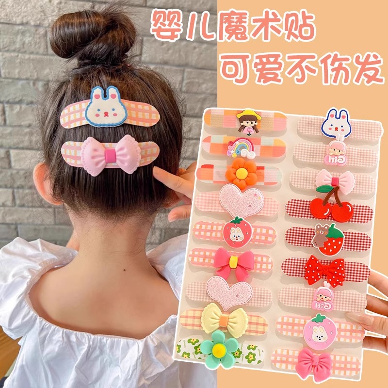 Diadema, tocado para niños, lazo, accesorios para el cabello, cabello roto para bebés, tarjeta de cabello roto, velcro, flequillo para niñas, pegatinas para el cabello, dibujos animados