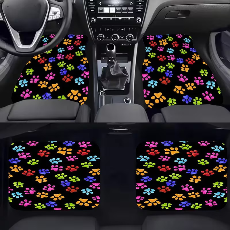 Universal Car Floor Mat Set of Four, Crystal Velvet Mats, Decorative Foot Pads, Dirt-Resistant, Customizable Cross-Border Set