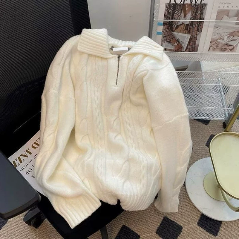 Мягкий клейкий ленивый с высоким воротником свободный кюлет носить вязаный свитер женский осенью и зимой 2024 новый топ