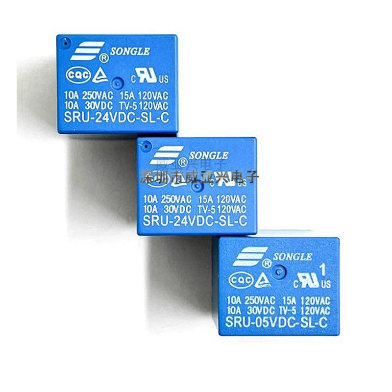 Заводская прямого продажа SRU-05/12/24VDC-SL-A -C Реле Songle 4 контакта 5 контактов 250V 10A