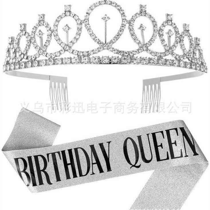 Corona con correa de hombro plateada brillante (Queen)