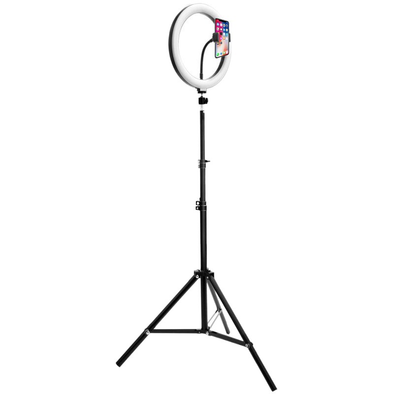 Soporte trípode extensible para móvil con luz de relleno para streaming selfies y grabación multiángulo