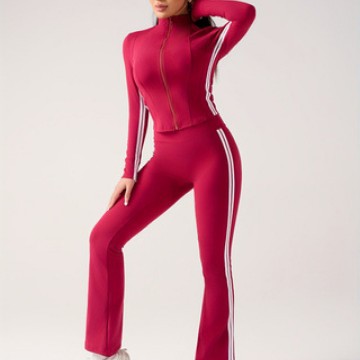 Contrast Color Yoga Clothing Set for Women, Two-Piece Autumn Casual Versatile Outdoor Running Fitness Clothing Sports Suit