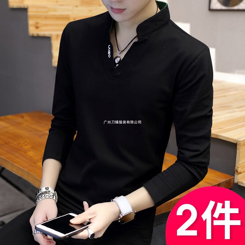 2025 Spring and Autum New Men's Long-Sleeved T-Shirt V Neck Trendy Brand Pure Cotton Tops Polo Shirt Trendy Sweatshirt for Men 2025 Spring and Autum New Men's Long-Sleeved T-Shirt V Neck Trendy Brand Pure Cotton Tops Polo Shirt Trendy Sweatshirt for Men