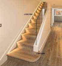 实木楼橡木玻璃楼梯护栏扶手钢木楼梯嘉定室内复式楼梯