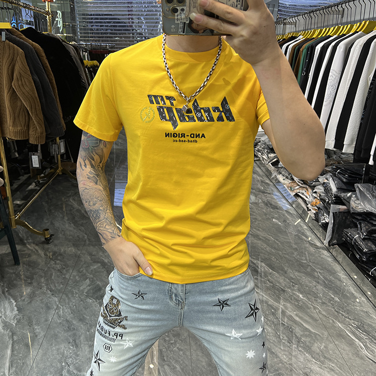 2024 Summer new fashion brand men's pullover round neck popular printed pattern fashion casual short sleeve T-shirt men