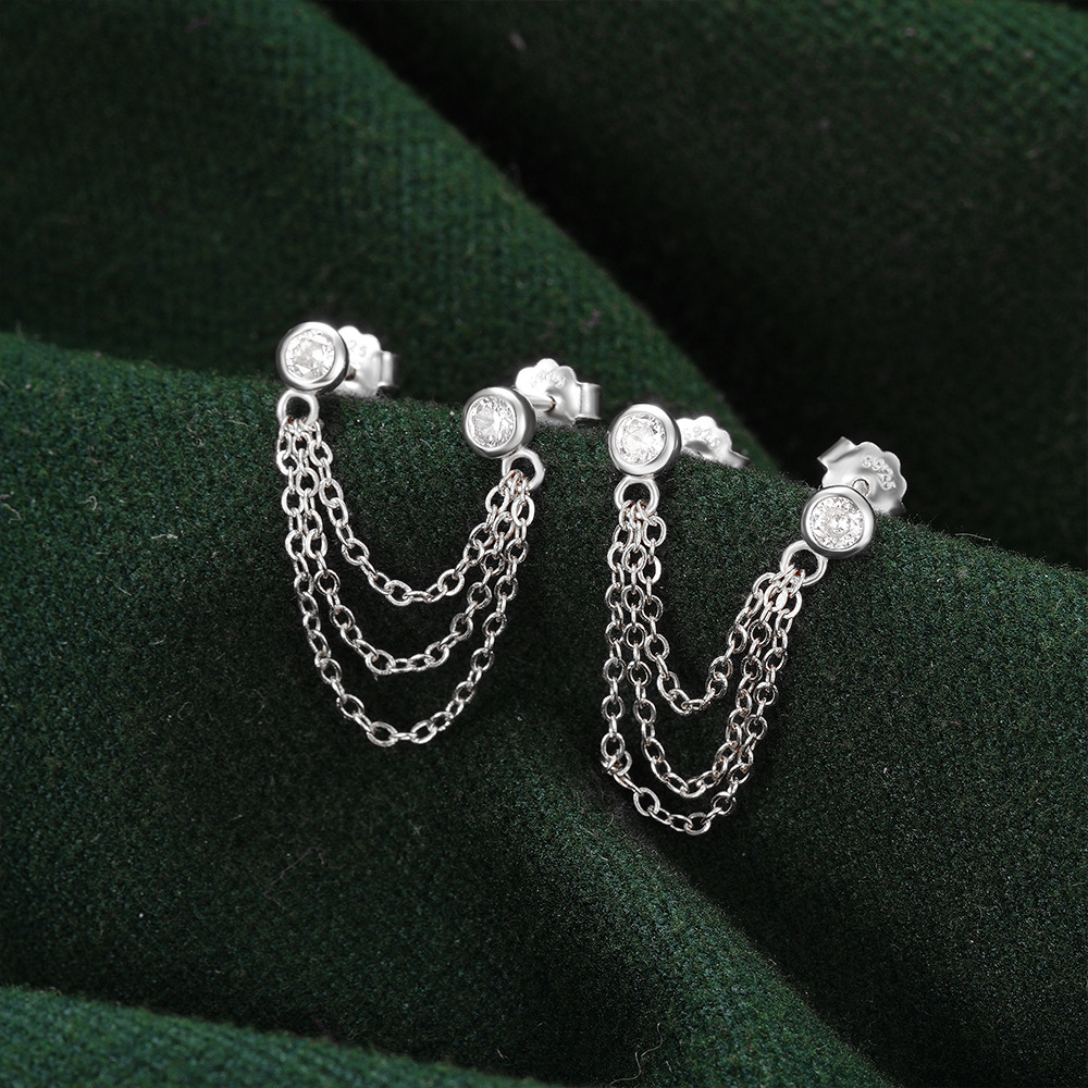 1 Pair Ig Style Geometric Tassel Sterling Silver Drop Earrings display picture 18