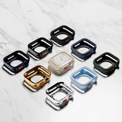 適用於iwatch789 ultra保護殼 apple watch糖果色TPU磨砂電鍍表殼