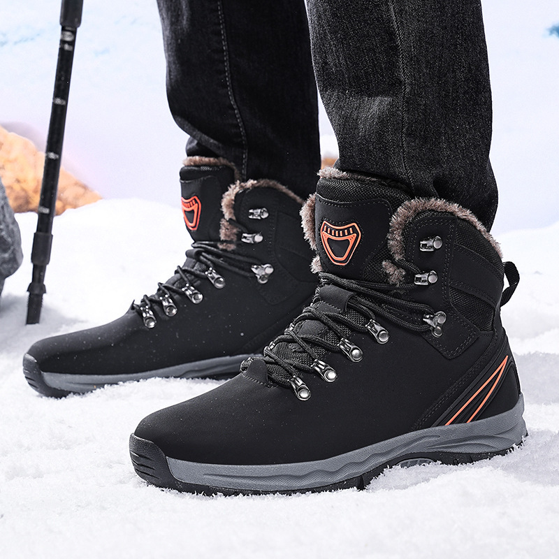2024 nuevos zapatos de hombre del noreste al aire libre de terciopelo más grueso zapatos deportivos casuales de montaña cordón de calentamiento botas de nieve de tamaño grande