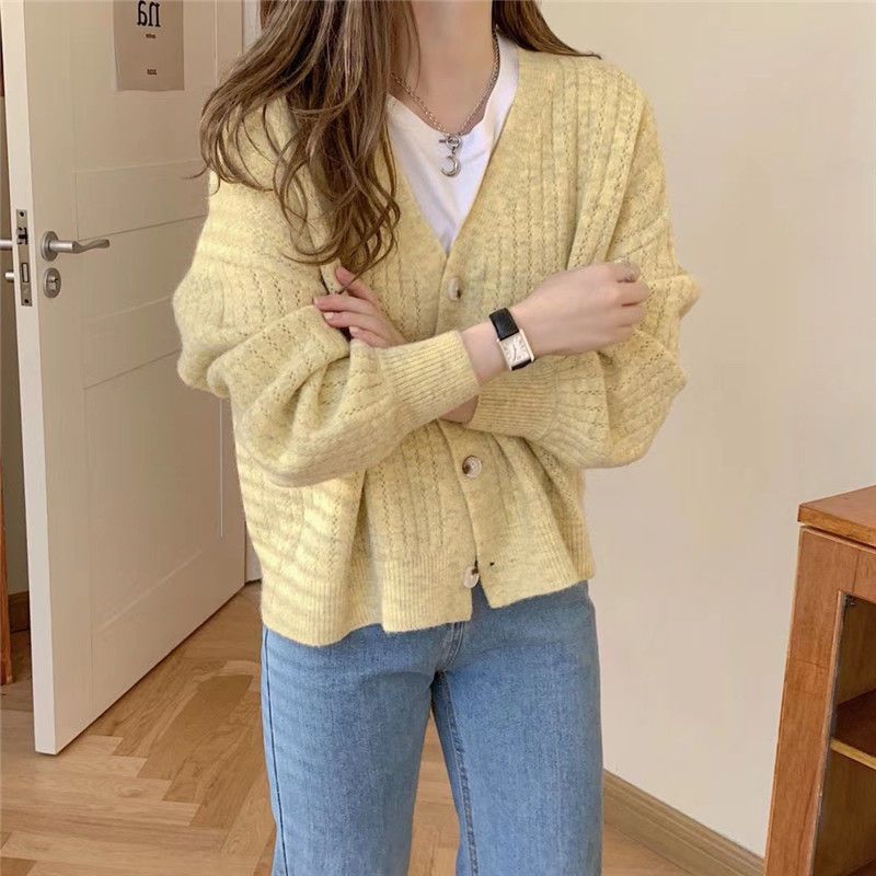 2025春秋新款宽松复古百搭针织开衫女慵懒风温柔短款毛衣外套外穿|undefined