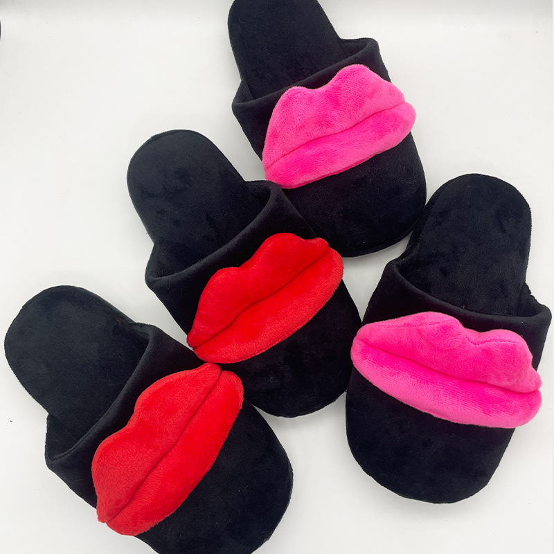 Cross -border best -selling HOT LIPS SLIPPERS Floor House Warm Shoes…