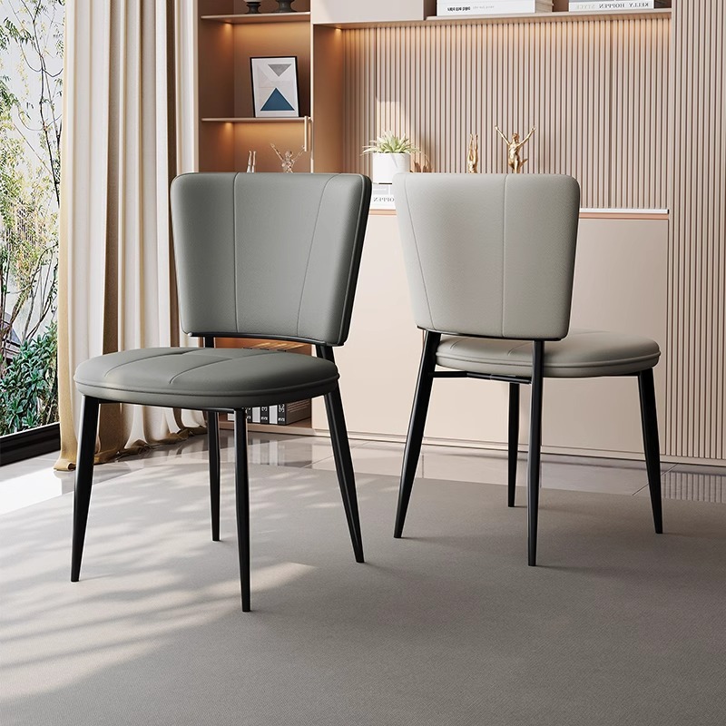Sillas de comedor italianas simples sillas de respaldo de diseño de alta gama de comedor de cuero de paquete suave