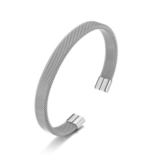  European and American fashion cross-border special niche wire mesh mesh C-shaped opening bracelet source manufacturers will give priority to large quantities