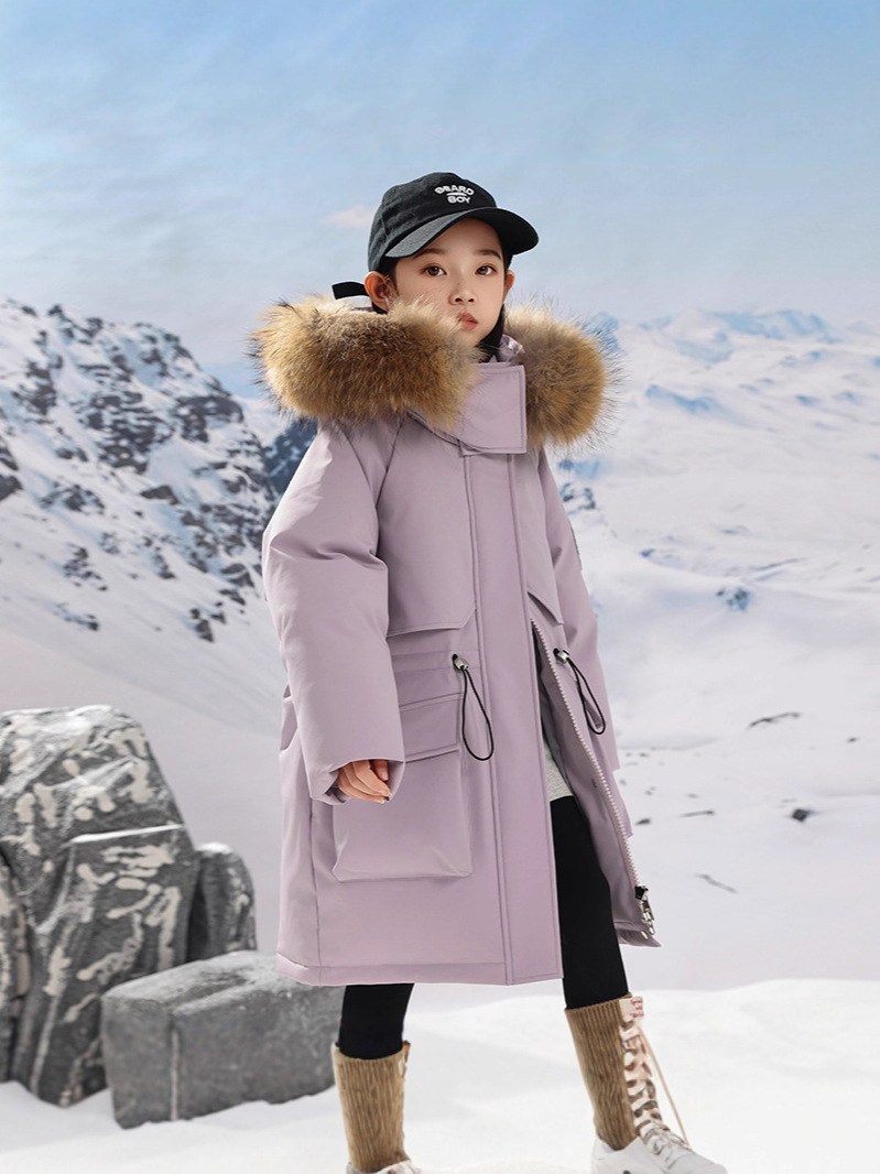 Children's long down jacket