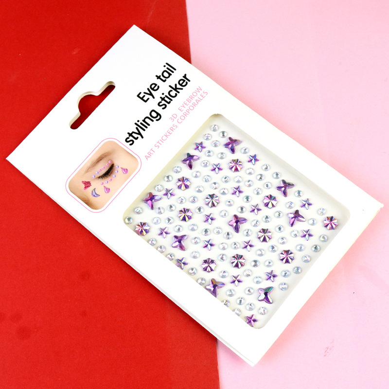 Transfronterizo AB diamantes coloridos joyas de maquillaje de ojos maquillaje facial pegatinas de diamante para niños espectáculo de escenario pegatinas faciales pegatinas de cristal perlas